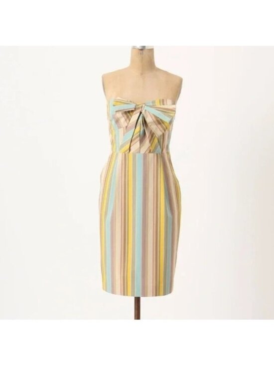 Anthropologie Dresses & Skirts - Anthropologie Moulinette Soeurs Multicolor Stripes Strapless Mini Dress